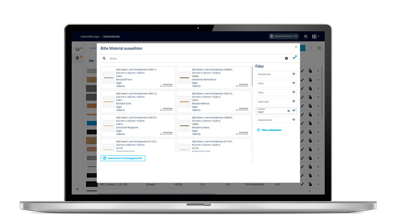 Sowohl die Kantendaten von EGGER...