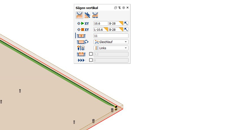 Im Favoritenmodus werden nur die wichtigsten Parameter der Bearbeitungsmakros angezeigt
