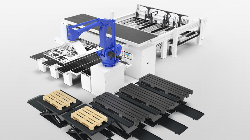Plattenaufteilsäge SAWTEQ B-300-400 flexTec mit 5 Hubtischen Plattenaufteilsäge SAWTEQ B-300-400 flexTec mit 5 Hubtischen