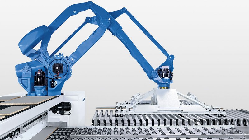 The robot with suction traverse deals with the handling of panels, strips and parts – automatically, flexibly, accurately and efficiently.