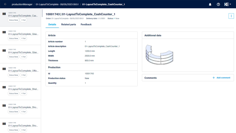 All job information is directly available in the digital job folder, the productionManager.