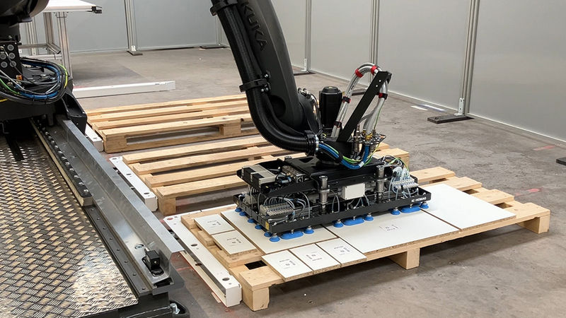 Automatisches Abstapeln mit Kameraunterstützung zur Teileidentifikation mit dem STACKBOT C-300