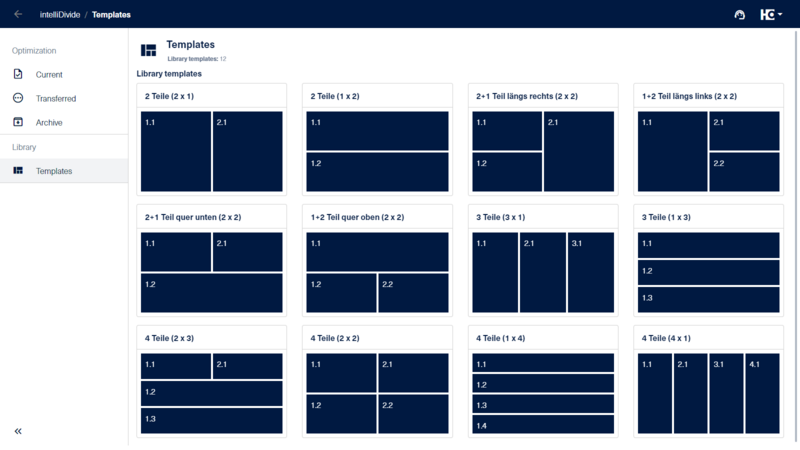 Library with a wide range of templates in intelliDivide