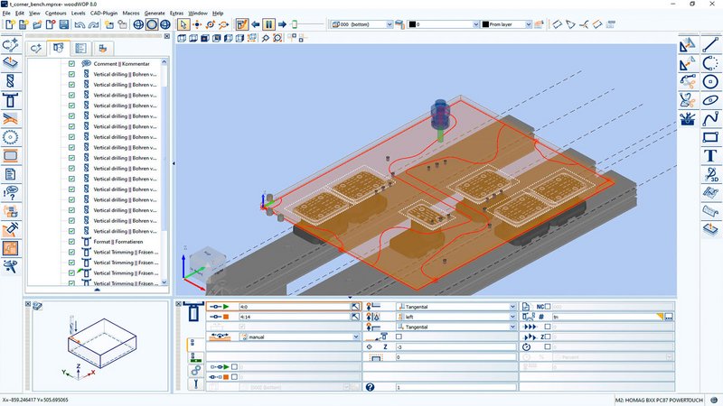 woodWOP – Workpiece visualization with operations and vacuum cups