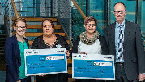 Spendenübergabe and die Lebenshilfen bei HOMAG in Schopfloch