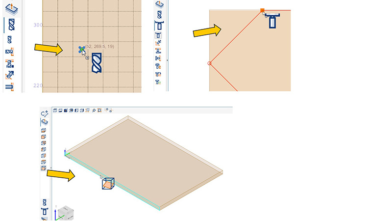 Mit der Konturprogrammierung per Drag & Drop können Startpunkte, Linien, Kreisbögen, Fasen, und vieles mehr einfach zuweisen werden