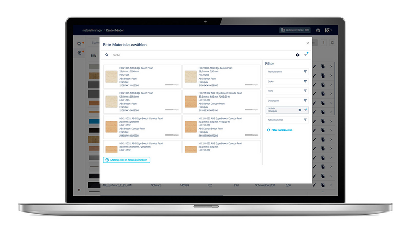 ...als auch die Kantendaten von Hranipex sind ab jetzt im materialManager, der App zur zentralen Materialverwaltung, digital verfügbar.