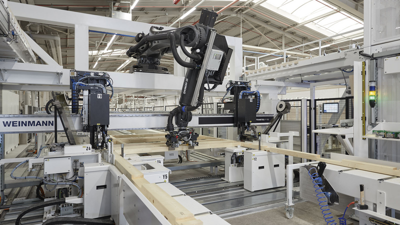 WEINMANN production line with robots for prefabricated house construction smartPrefab at WeberHaus