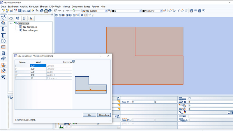 Für zum Beispiel Kreise, L-Formen oder andere geschweifte Bauteile werden zukünftig Vorlagedateien im Konturassistent hinterlegt.  
