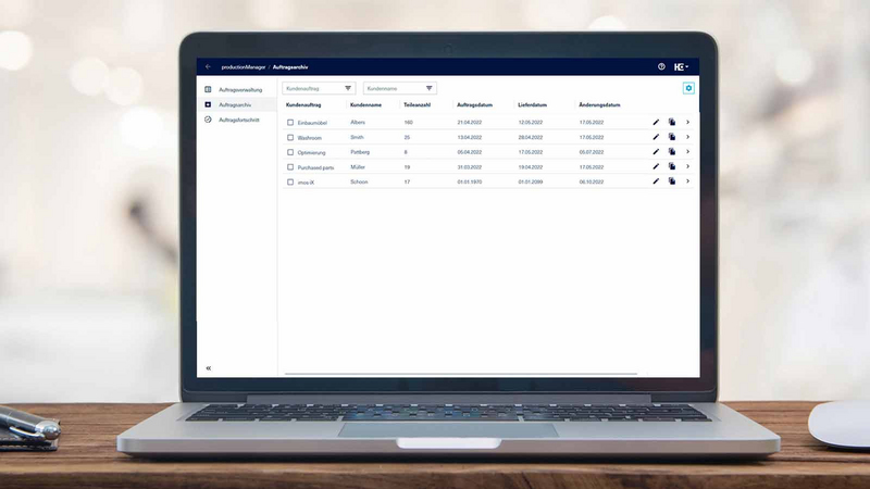 Auftragsarchiv im productionManager (digitale Auftragsmappe)