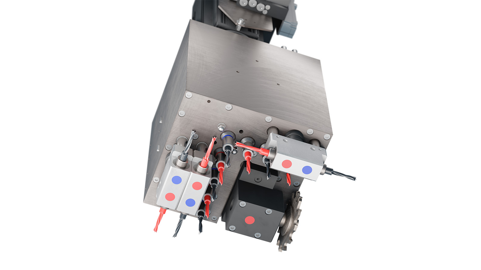 Eins von 4 möglichen Bohrgetrieben für eine individuelle Bearbeitung. Bohrgetriebe V8/H6GX