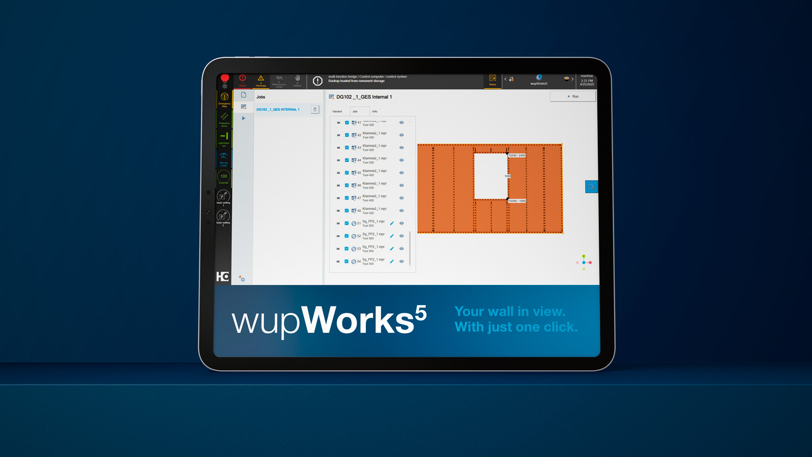 Browserbasierte Anwendung der Bediensoftware wupWorks 5.